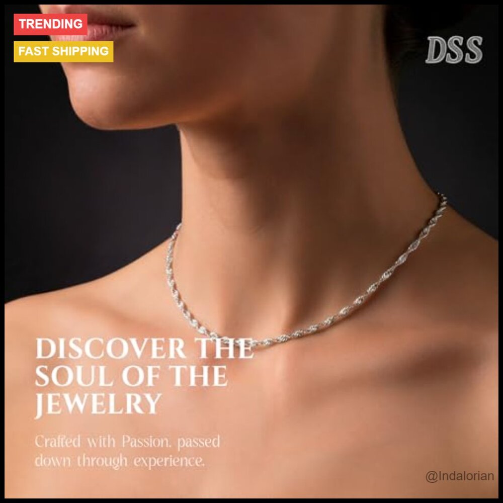 925 Sterling Silver Singapore Chain Necklace with Lobster Clasp - Picture 5 of 7